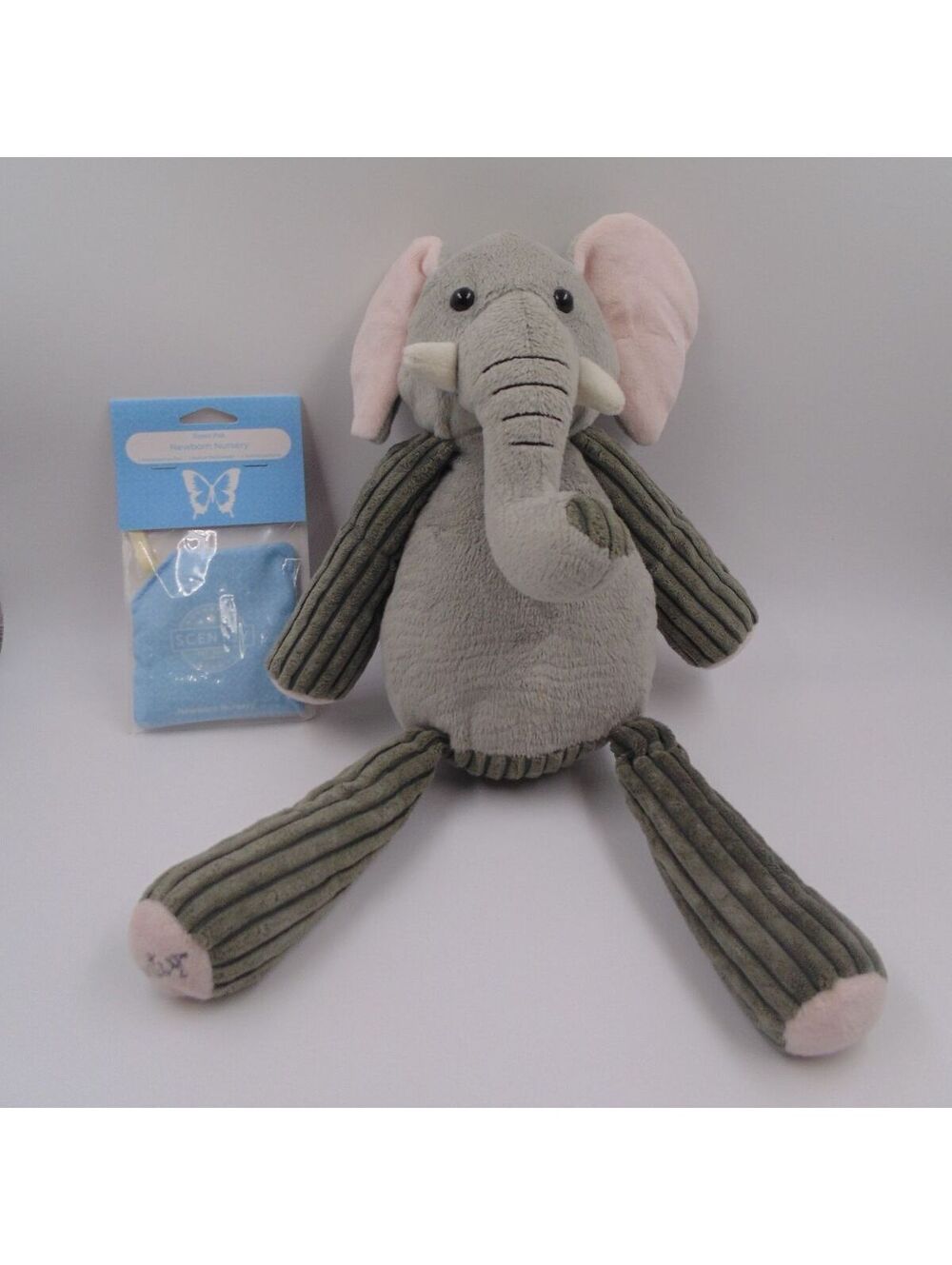 Scentsy Buddy Ollie Elephant Plush Gray Corduroy w/ Scent Pak Stuffed Animal